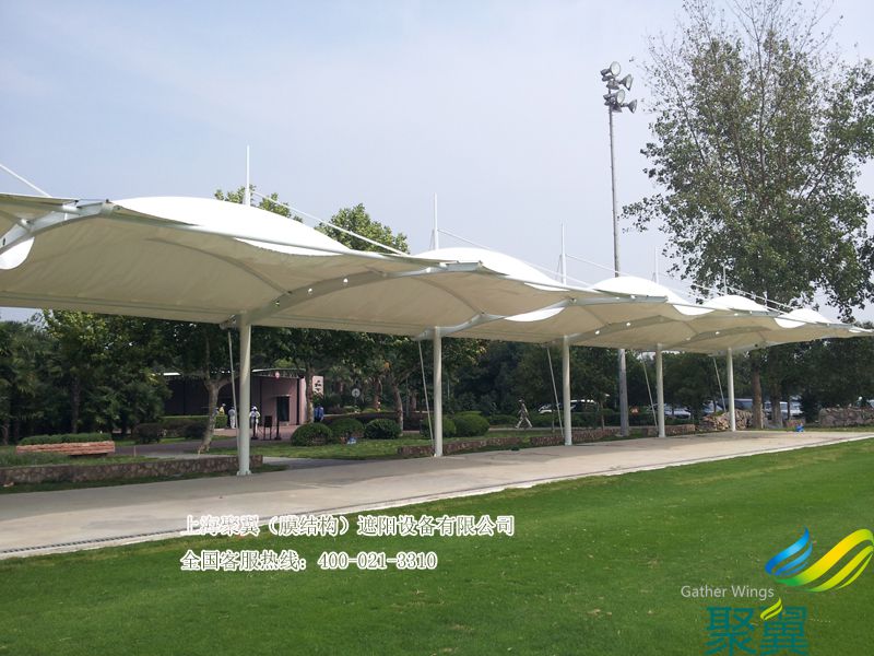 上海体育场膜结构雨篷青浦太阳岛俱乐部膜结构雨篷完工
