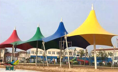 多色膜结构伞的结构体系*多色膜结构伞整体构造遮阳防雨