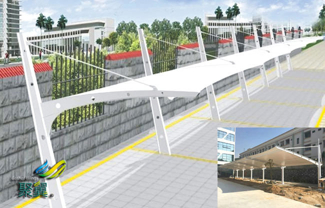  上海膜结构停车棚自行车棚构造常用材料