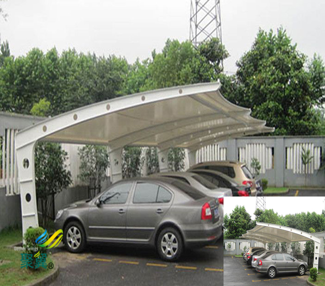 膜结构车棚停车棚施工方案|景观张拉膜汽车棚
