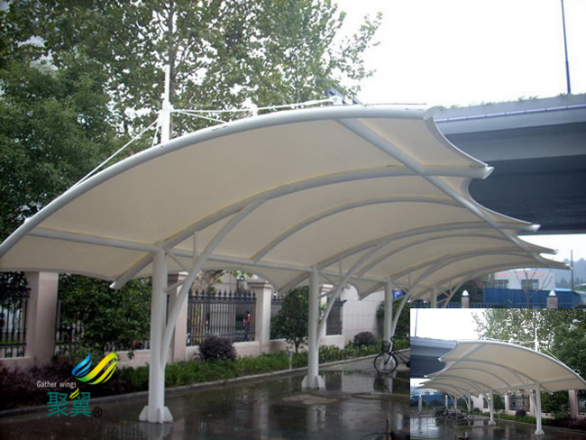 膜结构车棚汽车棚PVC建筑膜材|停车棚安装包设计