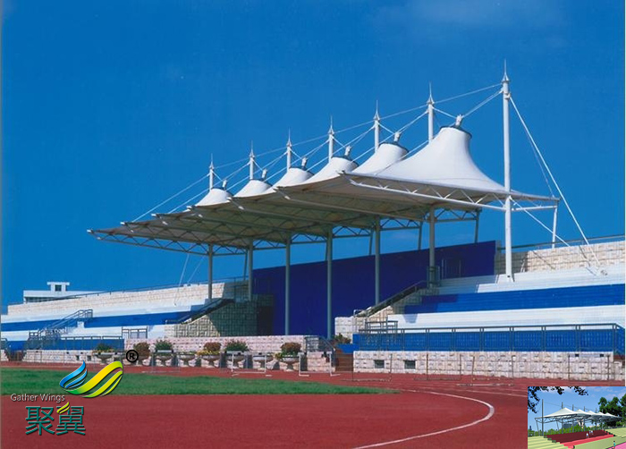 上海膜结构露天体育中心看台球场膜设计尺寸施工案例