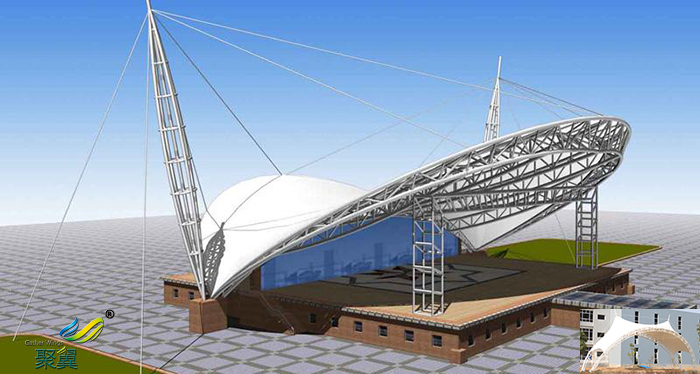 天津张拉搭建膜结构社区屋顶舞台膜结构设计图