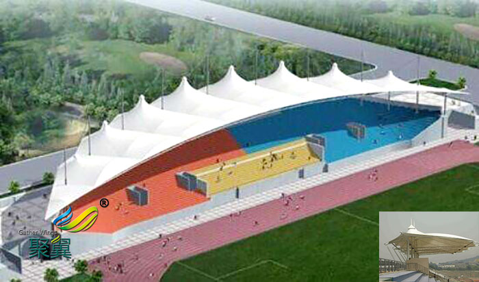 长沙膜结构露天体育场看台球场膜雨棚尺寸施工造价分布图